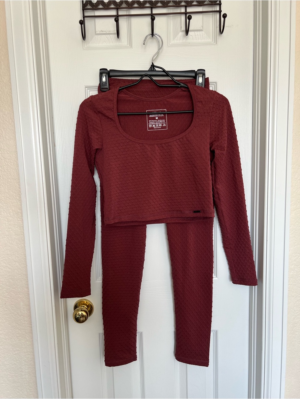 ECHT Swiss Dot Dark Pink Activewear Set Size Medium
